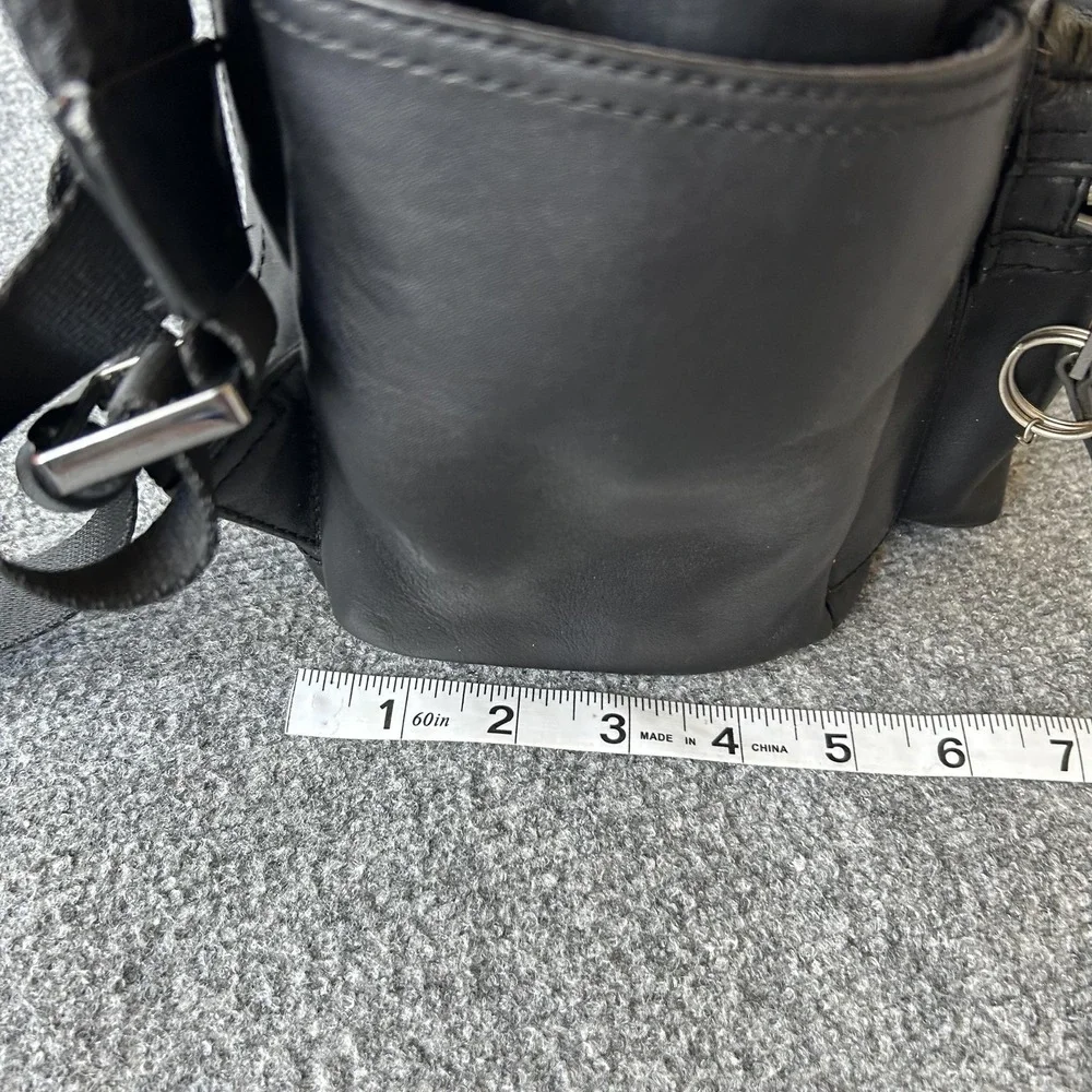 Massimo Dutti Backpack Mens Medium Black Leather Laptop Zip Pocket‎ Bag